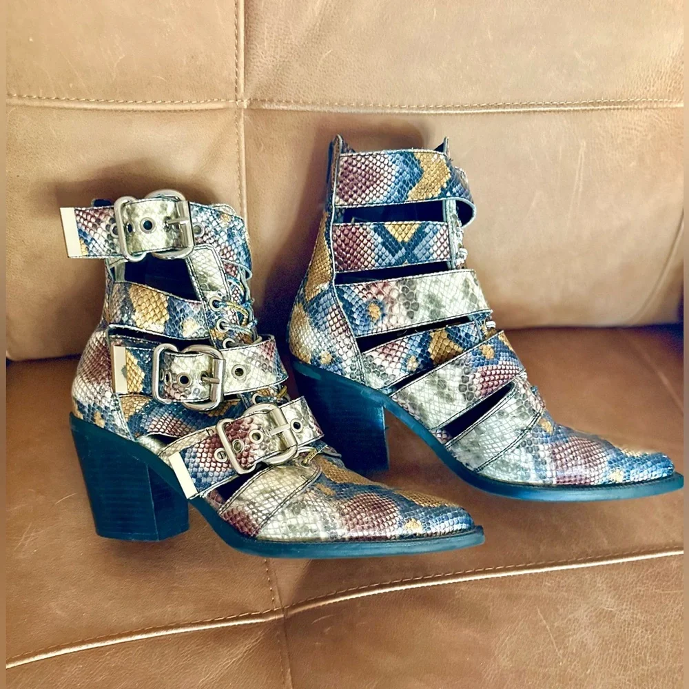 Jeffery Campbell multi color snake print boots - Picture 3 of 7